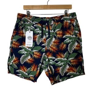 Denim & Flower Tropical Print Swim Trunks‎ Mens XL 36 Drawstring Casual